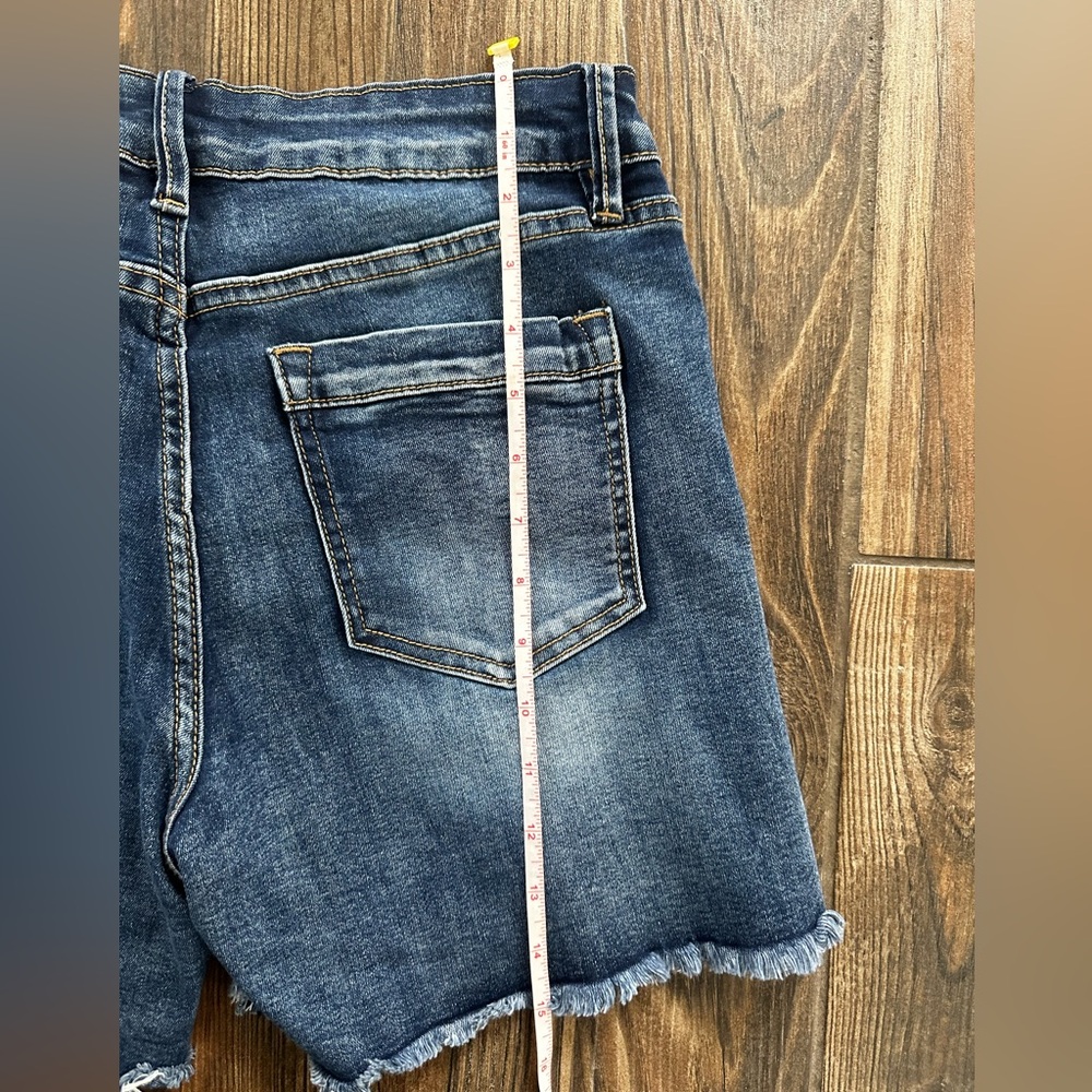Royalty For Me Dark Blue Distressed Denim Blue Jean Shorts - Picture 11 of 16